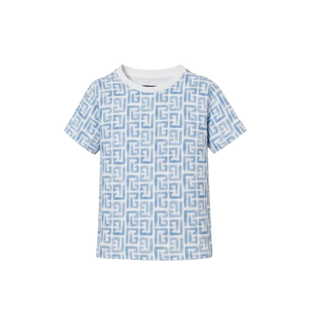 T-shirt Bianco/celeste BALMAIN