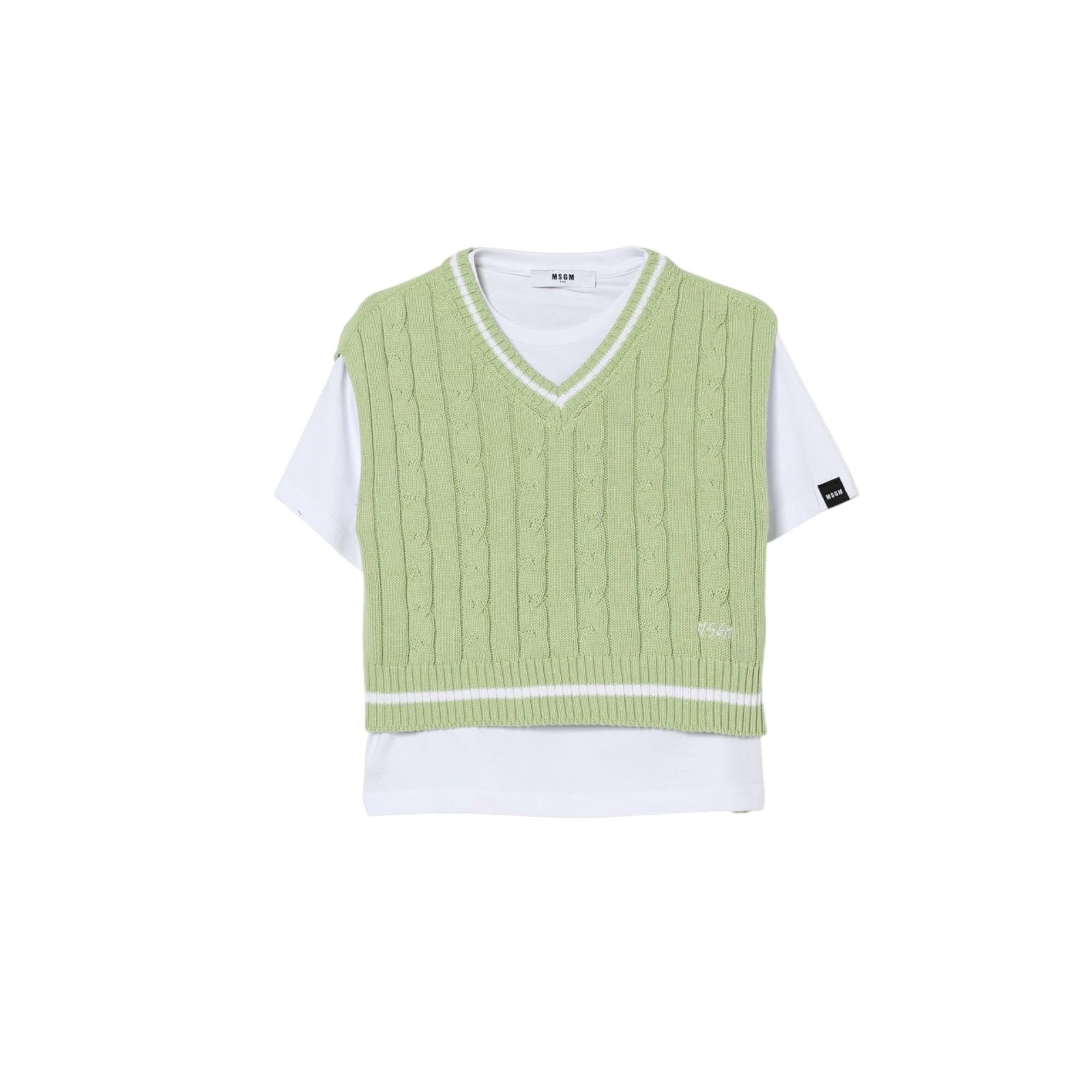 Gilet Bianco/verde MSGM 